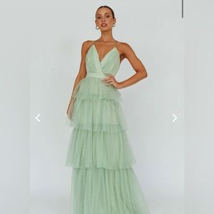 Seylah Tiered Frill Maxi Dress Glitter Sage